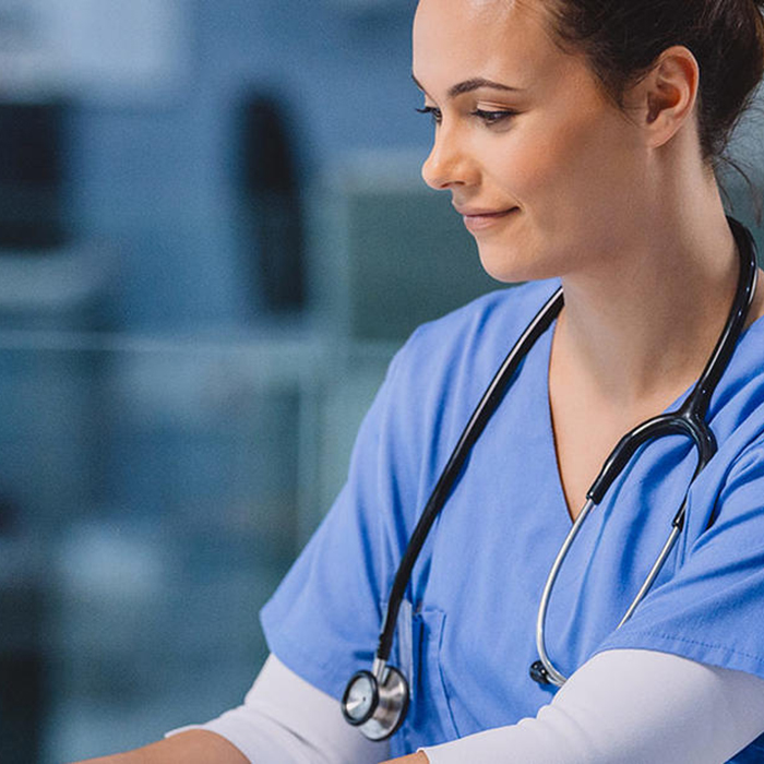 Nurse working at computer