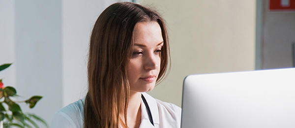 Nurse working at computer